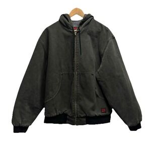 Tough Duck Vtg Mens Large Flannel Lined Canvas Work Hooded Detroite Style Jacket